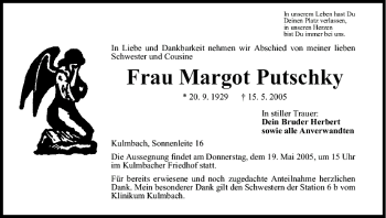Anzeige von Margot Putschky von MGO