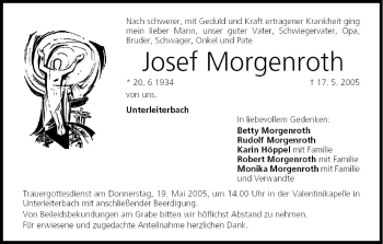 Anzeige von Josef Morgenroth von MGO