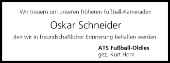 Anzeige von Oskar Schneider von MGO