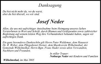 Anzeige von Josef Neder von MGO