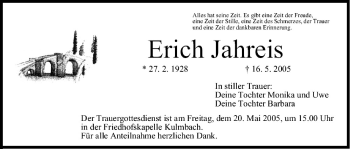 Anzeige von Erich Jahreis von MGO