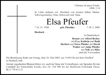 Anzeige von Elsa Pfeufer von MGO