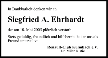Anzeige von Siegfried Ehrhardt von MGO