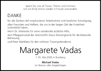 Anzeige von Margarete Vadas von MGO
