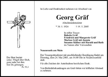 Anzeige von Georg Gräf von MGO