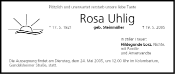 Anzeige von Rosa Uhlig von MGO