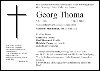 Anzeige von Georg Thoma von MGO