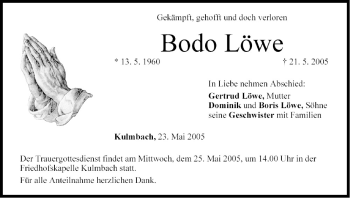 Anzeige von Bodo Löwe von MGO