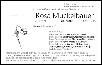 Anzeige von Rosa Muckelbauer von MGO