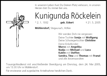 Anzeige von Kunigunda Röckelein von MGO