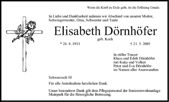 Anzeige von Elisabeth Dörnhöfer von MGO