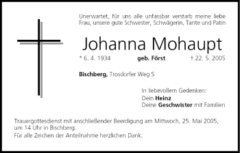 Anzeige von Johanna Mohaupt von MGO