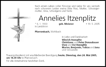 Anzeige von Annelies Itzenpitz von MGO
