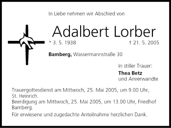 Anzeige von Adalbert Lorber von MGO