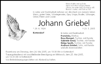 Anzeige von Johann Griebel von MGO