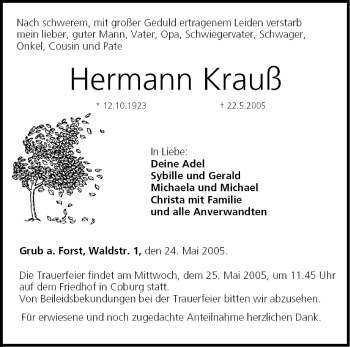 Anzeige von Hermann Krauß von MGO