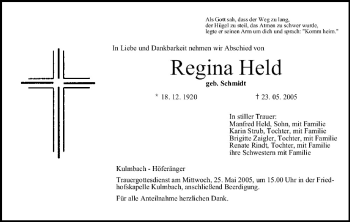 Anzeige von Regina Held von MGO