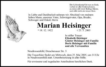 Anzeige von Marian Heisinger von MGO