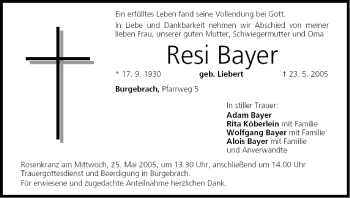 Anzeige von Resi Bayer von MGO