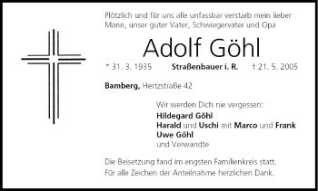 Anzeige von Adolf Göhl von MGO