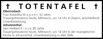 Anzeige von Totentafel vom 25.05.2005 von MGO