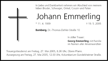 Anzeige von Johann Emmerling von MGO