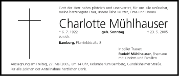 Anzeige von Charlotte Mühlhauser von MGO