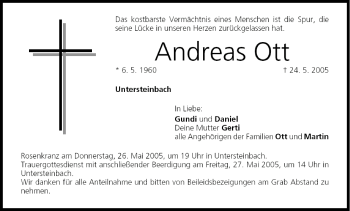 Anzeige von Andreas Ott von MGO