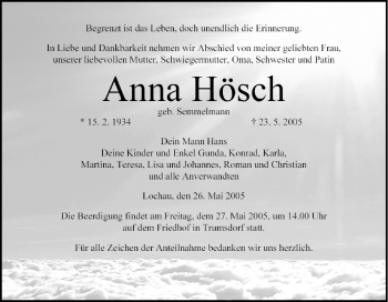 Anzeige von Anna Hösch von MGO