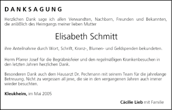 Anzeige von Elisabeth Schmitt von MGO