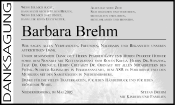 Anzeige von Barbara Brehm von MGO