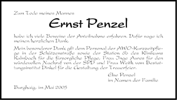 Anzeige von Ernst Penzel von MGO