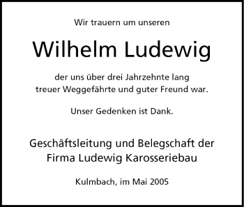 Anzeige von Wilhelm Ludewig von MGO