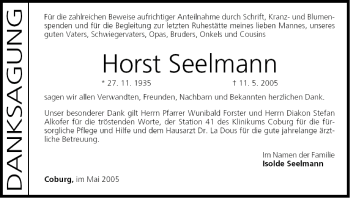 Anzeige von Horst Seelmann von MGO