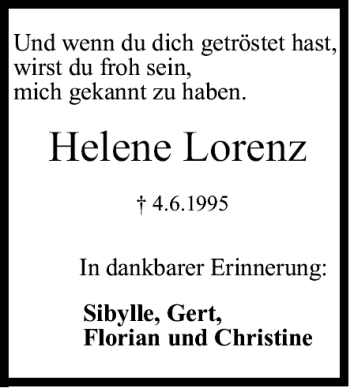Anzeige von Helene Lorenz von MGO