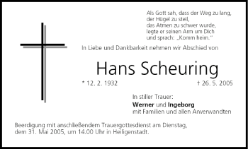 Anzeige von Hans Scheuring von MGO