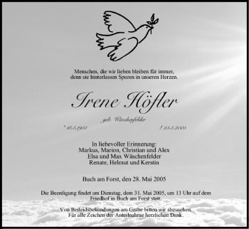 Anzeige von Irene Höfler von MGO