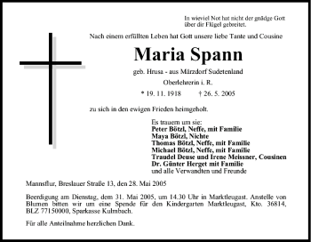 Anzeige von Maria Spann von MGO