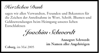 Anzeige von Joachim Schwerdt von MGO