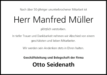 Anzeige von Manfred Müller von MGO