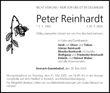 Anzeige von Peter Reinhardt von MGO
