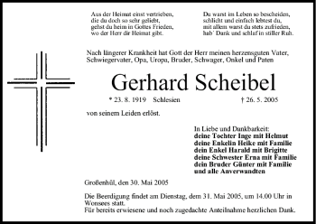 Anzeige von Gerhard Scheibel von MGO