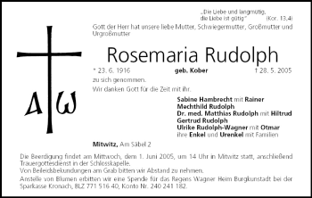 Anzeige von Rosemaria Rudolph von MGO