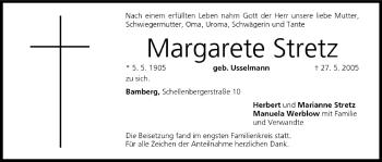 Anzeige von Margarete Stretz von MGO