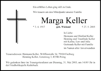 Anzeige von Marga Keller von MGO