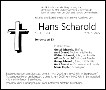 Anzeige von Hans Scharold von MGO