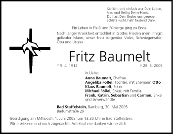 Anzeige von Fritz Baumelt von MGO