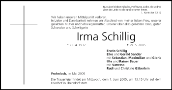 Anzeige von Irma Schillig von MGO