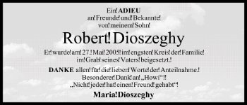 Anzeige von Robert Dioszeghy von MGO
