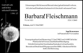 Anzeige von Barbara Fleischmann von MGO